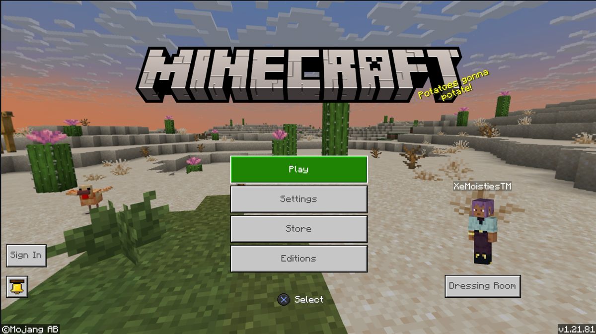 Minecraft Bedrock 1.21.81 on PS4 — servers